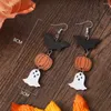 Kolczyki Dangle Halloween nietoperz dypkin duch drewniany kolczyk dla kobiet mama nastolatka biżuteria