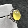 Cluster Rings Genuine Natural Yellow Amber Ring Jewelry For Women Lady Wealth Gift 925 Silver 12x9mm Beads Gemstone Adjustable