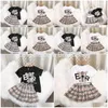 Mädchenkleider Kinder Girls Kleid Sommerkleidung Sets kurzarm Top T-Shirt Plaid Röcke Kinder Babykleidung Set 2pcs Drop deliv dhakm