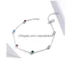 Bracelets de cheville 21Add5Cm bracelet de cheville 925 argent Sterling romantique petit rond breloque en Zircon pour les femmes S925 Bracelet de cheville longueur réglable 211018 Dro Dhopo