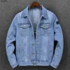 Denim Spring Autumn Casual Light Blue Men 2023 New Commuter Large Size Top Fashion Luxury Coat Middle-aged Stone JacketVEF8