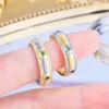 Bagues de cluster Foydjew Italien Vintage Craft Bijoux de luxe Incrusté Zircon Bicolore Golden Banquet Party Bague réglable pour les femmes