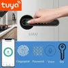 Fechaduras de porta Tuya Fechadura de porta inteligente Fechadura de impressão digital biométrica com APP Bluetooth Senha Chave Teclado Desbloqueio por voz Fechadura eletrônica de porta de hotel HKD230902