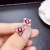 Dangle Earrings Natural Ruby/Jasper S925 Sterling Silver Four Leaves Fine Fashion Wedding Jewelry For Women MeibaPJFS