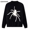 Men's Sweaters Harajuku Fluffy Mohair Sweater Y2K Streetwear Hip Hop Retro Knitted Spider Jumpers Harajuku Fashion Punk Fuzzy Pullover Knitwear 230901