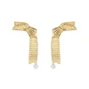 Boucles d'oreilles pendantes CMajor, bijoux en laiton, nœud doré, simplicité exquise, tempérament, aiguille en argent 925, couleur or pour femmes