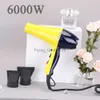 Secador de cabelo elétrico 6000W Secador de cabelo profissional Anion Blowdryer para salão de beleza Vento forte de alta velocidade 4 engrenagens Ventilador leve de baixo ruído com 2 bicos HKD230902