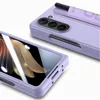 Fold5 Anti-Rutsch-Streifen-Hart-PC-Handyhülle für Samsung Galaxy Z Fold 5, Handgelenk-Design, Stiftschlitz, faltbare Schale mit Glasfolie