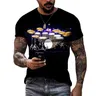 T-shirt da uomo Summer Hip-Hop Show Drum Kit T-shirt stampata in 3d T-shirt casual quotidiana di grandi dimensioni Manica corta O-Collo Top fresco ad asciugatura rapida