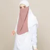 Ropa étnica Una capa Niqab Gasa Burqa Bonnet Velo negro Ropa modesta Hijab Ramadán Islámico Cara Cubierta Burka Árabe Mantón de oración