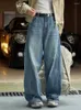 Jeans pour femmes EWQ Streetwear lavé taille haute pour femmes pantalons à jambes larges droites Fashioin femme Denim pantalon 2023 automne 26D4767