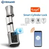 Fechaduras de porta Tuya Smart Lock Cilindro eletrônico ao ar livre à prova d'água Biométrico Scanner de impressão digital Fechaduras de porta sem chave com aplicativo tuya HKD230902