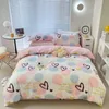 100% Cotton Four Piece Bed Sheet, Quilt Cover, Pillow Cover, Printed Soft and Comfortable Pure Cotton Material, Bedding, Various Colors ,Duvet Cover, Love Style