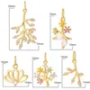 Breloques de luxe en forme de branche d'arbre, fleurs, pour la fabrication de bijoux, pendentif, boucles d'oreilles, collier, Bracelet, couleur or, Zircon papillon