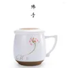 Кружки Jingdezhen Crainted Cups Creamic Mug Custom Office Custit Creative Tea Cup с крышкой и фильтром 340 мл