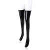 Sexig socklatex dragkedja strumpor lady's svart pvc pole dansläder erotiska klubbkläder längd över knähög 230901