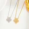 Designer Four-leaf clover Necklace Luxury Top Titanium steel lucky pendant zircon niche design collarbone chain elegant temperament Van Clee Accessories Jewelry