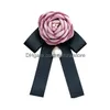 Pins broches designer retro rosa pérola flor preto gravata borboleta blusa colarinho roupas boutonniere 6 cores acessórios de moda mulheres dhgvz