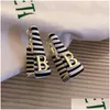 Dangle Chandelier Letter B Earrings For Women Leather Lattice Drop Vintage Zebra Pattern Exquisite Ear Jewelry Gifts Delivery Dhcnt