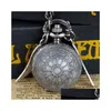 Pocket Watches vintage snitch bollformad kvarts titta på härlig tröja ängelvingar halsbandskedja gåvor för män kvinnor barn släpper dh7us