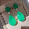 Stud Trend 925 Sterling Sier Paraiba Tourmaline Emerald Gemstone Big Drop Earrings For Women Cocktail Party Fine Jewelry Giift 210625 Dhgxr