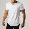 T-shirts pour hommes hommes décontractés à manches courtes boutonné col rond chemise t-shirts mode d'été vêtements solide mince pull 2yk hauts