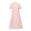 toteme Women's Pink V-neck Pleated Puff Sleeve Dress