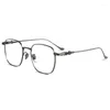 サングラスフレーム53mmファッションメガネ女性の快適なビンテージポリゴンピュアチタンアイウェア処方眼鏡フレーム