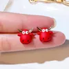 Stud Earrings Lovely Smile Cattle Tiny For Women Girls Gift Jewelry Fashion Cute Red Animal Pendientes Mujer