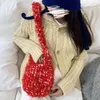 Sacos de noite Bolsa de ombro de lã macia artesanal fio de lã tecido para mulheres inverno fofo bolsa quente crochê balde mini tote hobo