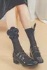 Calzini da donna HIANNECY Original Lovely Lace Girl's Black Flower JK Calf Lolita Student Summer Ultra-sottile seta bianca