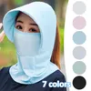 Sombreros de ala ancha Mujeres Gran Sol Verano Al aire libre Anti-UV Protección Cap Cara Cuello Protector solar Caps Seda Transpirable Sunhat