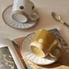 Tazze Piattini Macchie Giapponesi Tazza da caffè con piattino Dipinto a mano Ceramica Tazza da latte Bicchieri Coppia vintage Tazze Regali unici per l'amante