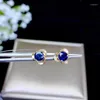 Boucles d'oreilles en saphir bleu pour femmes, bijoux avec or 18 carats, Style cadeau