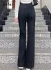 Jeans Femme Jielur décontracté maigre noir Denim pantalon femmes taille haute jeune Flare jean femme printemps été Preppy Style Denim pantalon dame Q230901