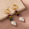 Boucles d'oreilles pendantes en pierre naturelle irrégulière colorée, pendentif Long pampille, breloque à la mode, bijoux cadeau pour dames