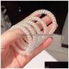 Pony Tails Holder Small Middle Large Frosted Hair Rubber Band Fashion Jewelry Elastic Rope Transparent Telephone Line Ring 100Pcs/Lot Dhwcx