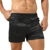 Pijamas masculinos sexy slp bottoms pijamas shorts macios de seda boxers casa roupa interior homens lounge calcinha única slpwear