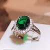 Cluster Rings Vintage Square Green Cz Женский серебряный цвет