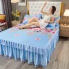 Spódnica łóżka domowy zestaw wiskose Fibre Cool Lace Gold Cover Jacquard Bedspread Blue Ice Mat Tekstyle F0514