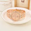 Relojes Reloj de cuarzo de acero de alta gama para mujer Reloj con diamantes de imitación Reloj dorado Vgamv