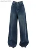 Женские джинсы с высокой талией Retro Blue Dark Straight Jeans Jeans Wants Women 2023 Новая хараджуку мода повседневная свобода всех матч Широкие ноги в брюках Q230901