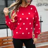 Kvinnors tröjor för kvinnor Autumn Winter Long Sleeve Sweater Polka Dot Pullover Jumper 2023