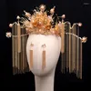 Hårklipp kinesisk brud huvudbonad ornament set Tassel Phoenix Crown Costume Wedding Accessories grossist