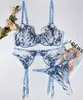 Sexy set feeënlingerie mooie bloemen mooi ondergoed transparante bh en panty sets tule outfit doorzichtig erotisch 230808