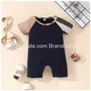 Rompers Baby Pure Cotton Crewneck Born Romper Boys Girls Designer Summer Luxury Short-Sleeved Sleeve Jumpsuit Clothes Drop Delivery DHKB5