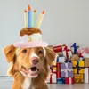 犬の首輪バースデーケーキハットパーティーの装飾調整可能なチンストラップソフトぬいぐるみでぬいぐるみ