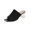 Slippers Mules Women's Sandals High Heels Breathable Clear Chunky Heel Slides