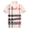 Polos de moda masculina Classic Business High Street Bordado Burgerys Polo Collar Manga curta xadrez Camiseta de algodão de alta qualidade Clássico Camisa casual confortável