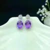 Studörhängen Elegant Amethyst för parti 10mm 14mm VVS -klass Natural Silver 925 SMYCKEL